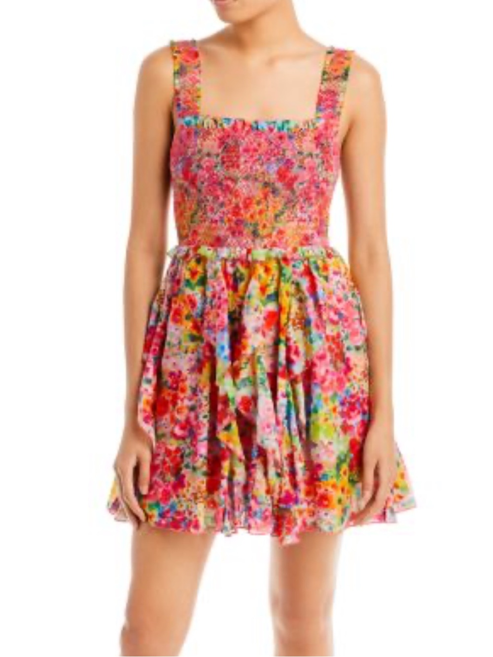 Alice + Olivia Jocelyn Smocked Mini Dress 6 Silk Blend Coquette Girl Party - Picture 8 of 13
